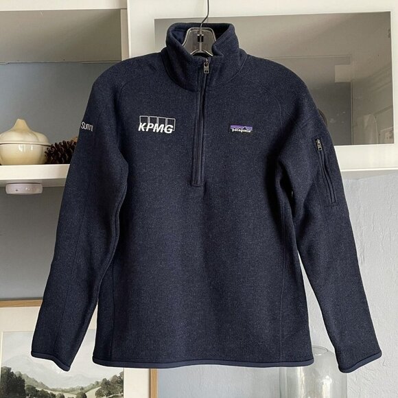 NWT Patagonia Women Better Sweater 1/4 Zip Size S New Navy Custom Logo